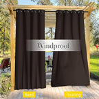 NICETOWN 2 Panels Outdoor Curtains for Patio Extra Wide 84", Waterproof & Windproof Grommet & Back Tab Fixed Top and Bottom Thermal Insulated Drapes with Rope for Gazebo, Toffee Brown, W84 x L95