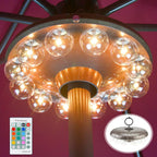 LUXSWAY Umbrella Lights Battery Operated,12 Color Changing Outdoor Patio Umbrella Light for Pole with 80Ft Remote,12 Clear Bulb 48 LEDs,4 Modes,4 Timer Option,Umbrella Hanging Light for Camping,BBQ