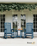 Oversized Outdoor Rocking Chairs Set of 4, High Back Porch Rocking Chair, HDPE All Weather Resistant Patio Chairs, 380lbs Weight Capacity, Navy Blue