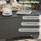 Skyfish 7 Pieces Patio Furniture Sofa - Outdoor Sectional Wicker Rattan Furniture with Cushion and Glass Table Patio Conversation Sets for Porch Poolside Backyard Outdoor Sofa Set Modular Sofa