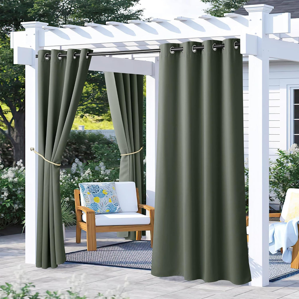nicetown 2 panels greyish green outdoor curtains for, main product view