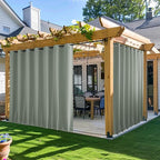 NICETOWN 2 Panels Outdoor Curtains for Patio Waterproof & Windproof, Extra Wide Grommet & Back Tab on Top & Bottom Thermal Insulated Sun Blocking Drapes with Rope for Gazebo, Sage Green, W100 x L84