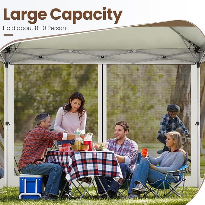 COBIZI 11x11 Pop Up Gazebo Canopy Tent Easy Up Outdoor Gazebo Waterproof Upgrade Portable Gazebo with Mosquito Nettings, Double Vented Roof and Carry Bag for Patio Garden Lawn(Gray)