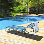GYMAX Tanning Chair, 350lbs Beach Lounge Chair with Face Hole, Washable Pillow & Carry Strap, Adjustable Folding Chaise Lounge, Layout Lounger for Outside, Patio, Poolside, Lawn (2, Stripe)