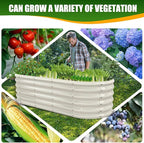 17" Tall Elevated Oval Metal Raised Garden Bed - 5ft x 2ft in Size and 0.8MM Thick Durable Planter Bed/Box for Vegetables Flowers Succulent at Patio/Garden Outdoor (White, 5X2X1.4 FT)