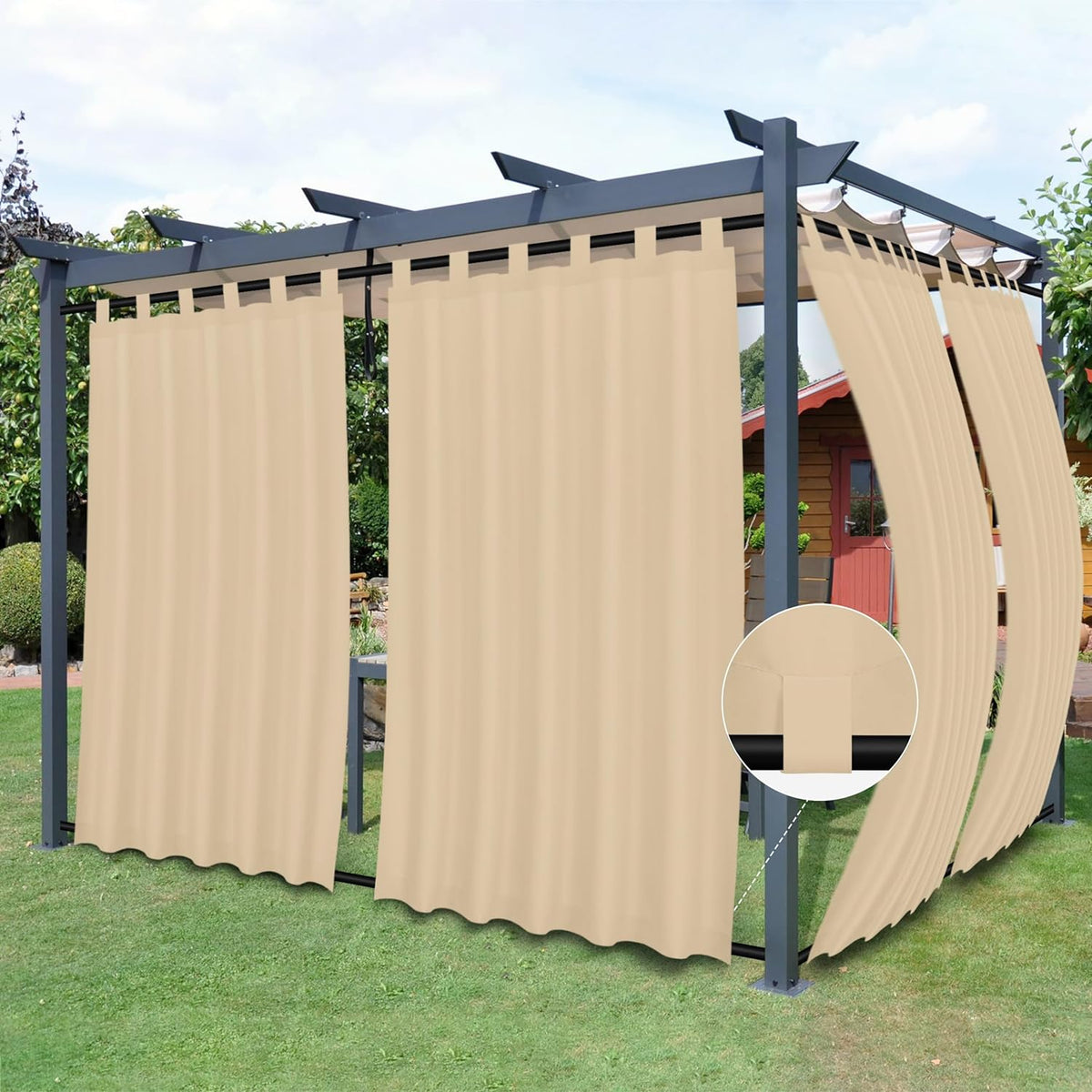 easy-going outdoor patio curtains 2 panels, 54x96 inch, main product view
