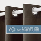 TOWN & COUNTRY ΒASICS Cabana Solid Heavyweight Indoor Outdoor Curtains, Light Filtering Opacity with Grommet Top, Water Repellent, 2-Pack Set, 54"x84", Chocolate