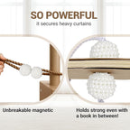 Hion Magnetic Curtain Tiebacks Dark Brown 6 Pack, Curtain Tiebacks Buckles Holdbacks Holders Hooks Clip for Home Bedroom Office Decorative Thick or Thin Curtain