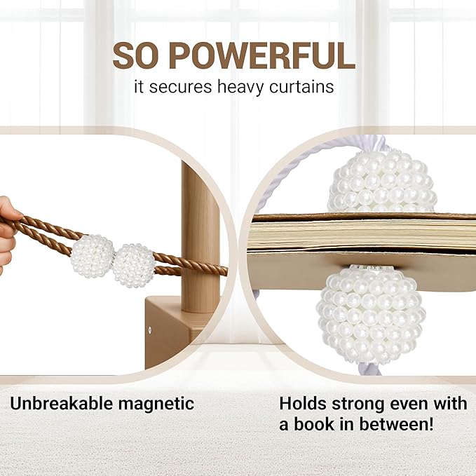 Hion Magnetic Curtain Tiebacks Dark Brown 6 Pack, Curtain Tiebacks Buckles Holdbacks Holders Hooks Clip for Home Bedroom Office Decorative Thick or Thin Curtain