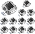 VOLISUN Solar Deck Driveway Dock Lights,Solar Pathway Lights,White 12 Pack | Solar Powered LED, IP68 Waterproof Led Outdoor Warning Step Marine Lights for Sidewalk Garden Yard