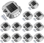 VOLISUN Solar Deck Driveway Dock Lights,Solar Pathway Lights,White 12 Pack | Solar Powered LED, IP68 Waterproof Led Outdoor Warning Step Marine Lights for Sidewalk Garden Yard