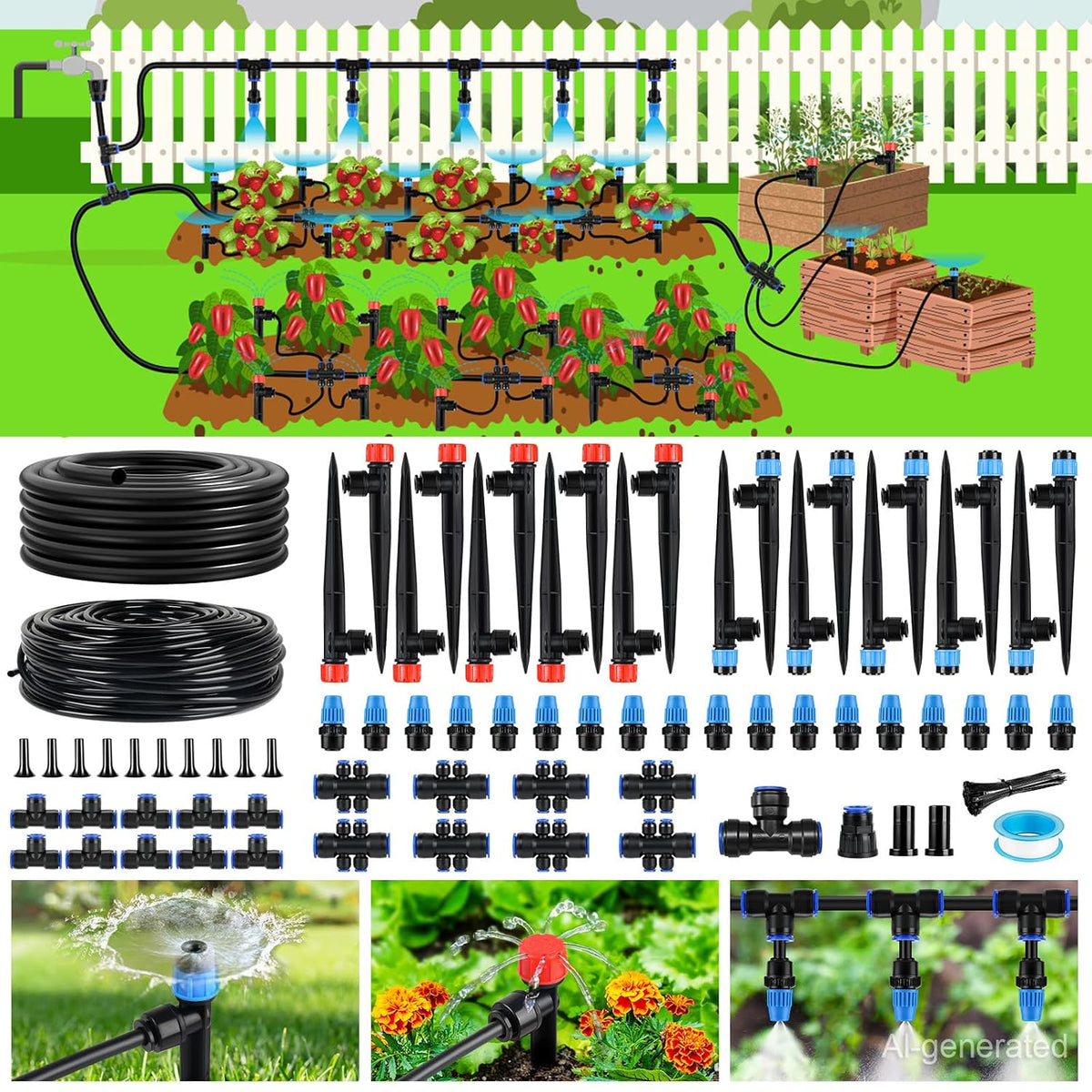 240ft drip irrigation system kit, automatic garden watering, main product view