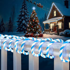 Jnaurb Christmas Candy Cane Lights, 66ft 480 LED Connectable Flexible White & Blue Candy Cane Rope Lights for Outside, 8 Modes Waterproof LED Christmas Light for Garden Patio Tree Holiday Party Decor