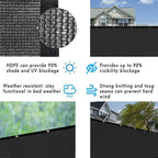 UPGRADE Privacy Fence Screen 6'x18' Black Outdoor 90% Visibility Blockage 170 GSM Mesh Shade Cover Panels for Backyard,Balcony,Home Decoration with Zip Ties,Customized Avaliable
