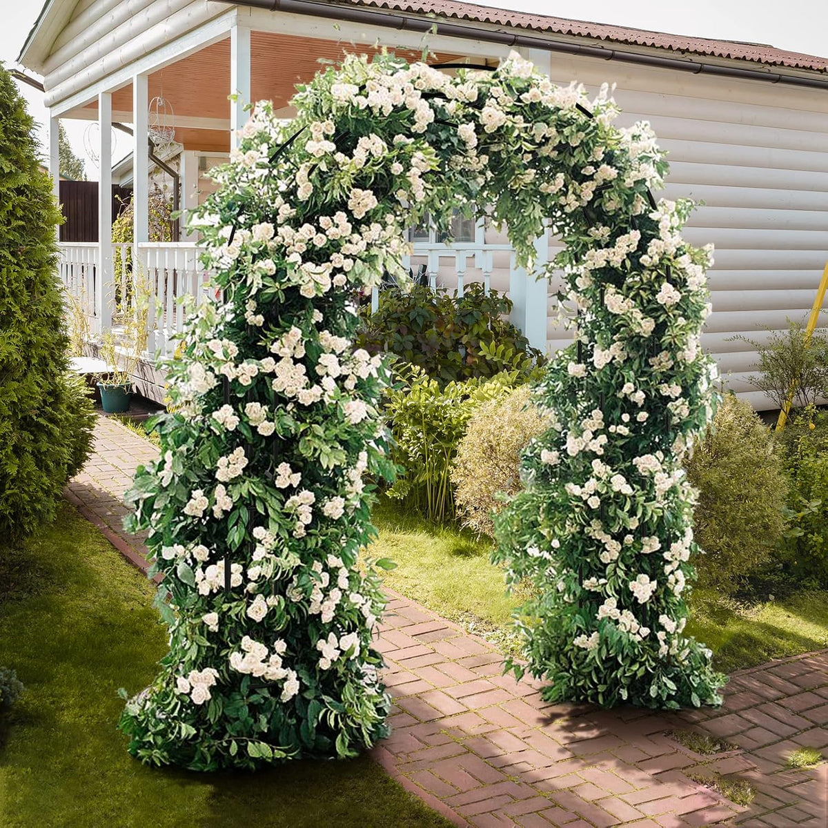 vingli garden arbor, arch archway for wedding ceremony, side view