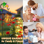 Solar Lights Outdoor Waterproof Garden Decor,Solar Watering Can Lights Hummingbird lanterns,Birthday Gifts for Mom Women,Decorative Outside Metal Hanging Fairy String Light for Yard Art Patio Porch