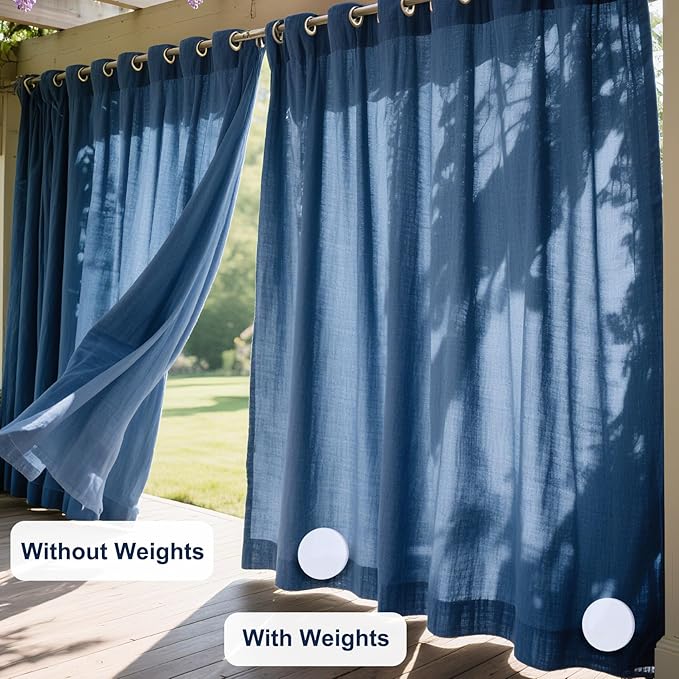 2LB Heavy Duty Outdoor Curtain Weights, Strong Magnetic Gazebo Curtain Weights, Rubber Covered Waterproof Drapery Weight, Prevent Curtain Liner from Blowing Around, White, 4 Pairs