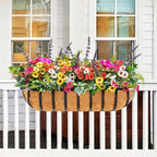 2pcs 30' Planter, Metal Window Box with Coco Liner, Wall Planter for Outdoor Indoor Balcony, Rustic Horse Trough Style