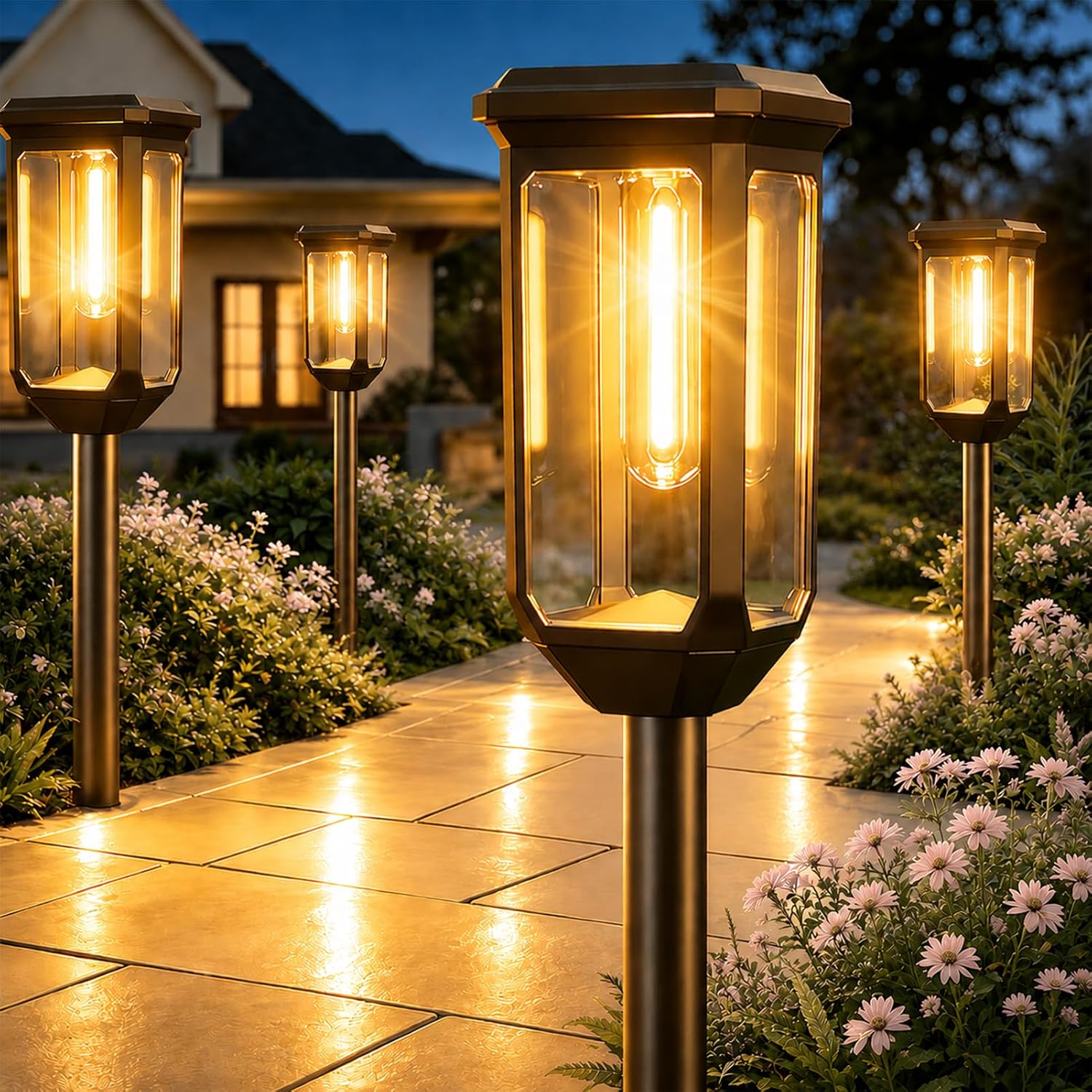 Tenmiro Solar Pathway Lights Outdoor 8 Pack, Bright Solar Garden Lights | IP65 Waterproof Shatterproof, Auto On/Off Landscape Lighting for Yard Lawn Patio Walkway Driveway Decor 3000K