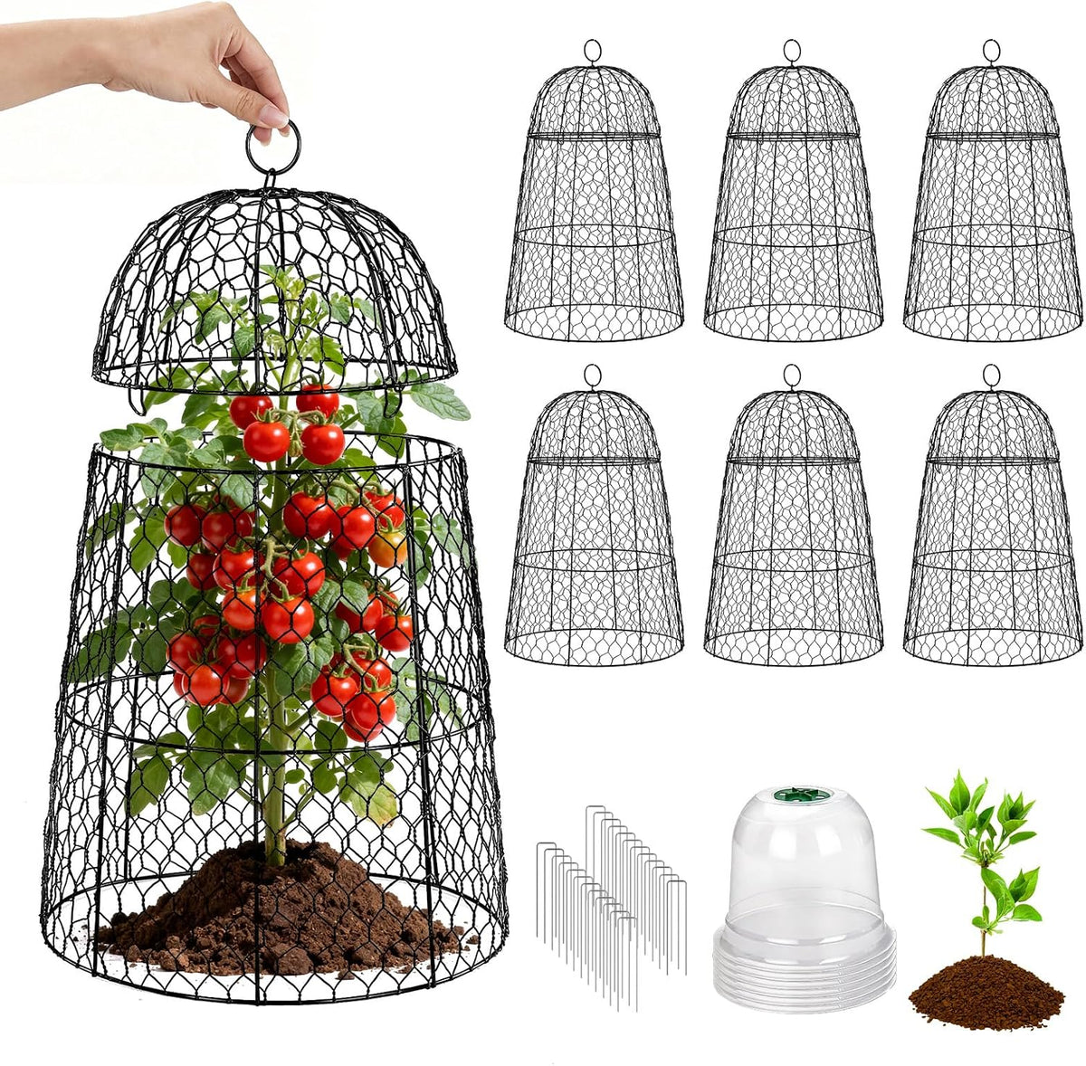 xl metal garden cloches for plants, 17" tall, main product view