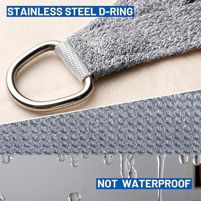 SUNLAX Sun Shade Sail 10' x 12' x 15.6' Silver Rectangle Canopy Sail Shade Cover UV Block Permeable Sunshade Outdoor for Patio Backyard Deck Pergola (We Make Custom Size)