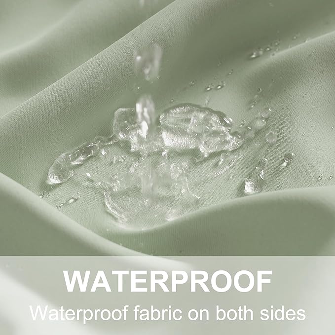 RYB HOME Extra Wide Outdoor Curtains for Patio Waterproof Heavy Duty Thermal Insulated in Summer Full Coverage Privacy for Porch, Gazebo & Pergola, W100 x L84, Sage Green, 1 Panel