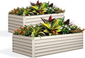 Garvee 2PCS 6x3x2ft Galvanized Raised Garden Bed Outdoor,Rust-Resistant Raised Garden Beds for Gardening, Easy Assembly Outdoor Garden Box & Planters, Beige