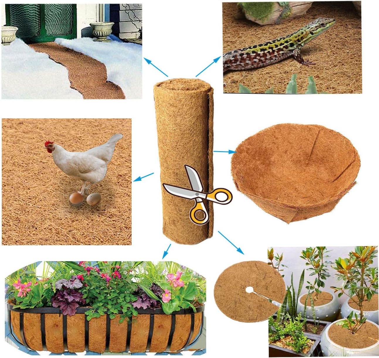 SUNYAY 16x120 inch Natural Coconut Coir Liner Sheets Coco Fiber Roll Coco Mat for Planter Flower Basket Liner Garden Decoration Animal Pet Pad
