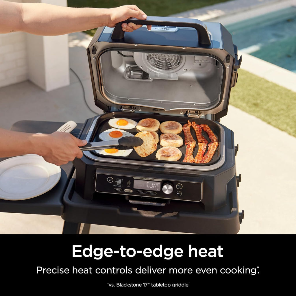 Ninja Woodfire XL Griddle Plate for OG800/OG900, Ceramic, NonStick, Black | Ninja Woodfire XL Griddle Plate clicks into your grill for even, edge-to-edge searing with easy-clean nonstick surface.