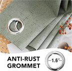 H.VERSAILTEX Linen Blackout Curtains 108 Inches Long 100% Blackout Thermal Insulated Textured Linen Look Curtain Draperies Anti-Rust Grommet, Energy Saving with White Liner, 2 Panels, Green Bay