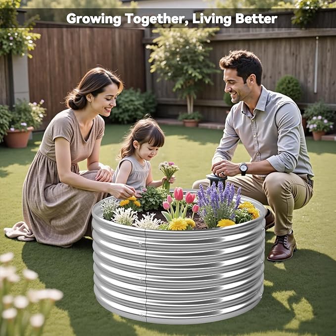 4 Pack Tall 2x2x2FT Round Raised Beds for Gardening, Corrugated Galvanized Steel Raised Garden Bed, Outdoor Metal Above Ground Garden Bed for Vegetables and Flowers