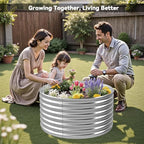 4 Pack 2x2FT Round Raised Beds for Gardening, Corrugated Galvanized Steel Raised Garden Bed, Outdoor Metal Above Ground Garden Bed for Vegetables and Flowers-2x2FTx10Inch