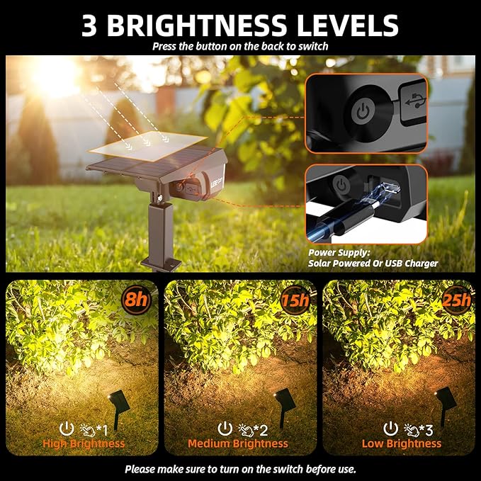 Solar Spot Lights Outdoor Landscape Lights, 40 LEDs Solar Landscape Spotlights Outdoor Waterproof Auto On/Off Garden Lights, Outdoor Lights for Yard Palm Trees Driveway Patio Pool
