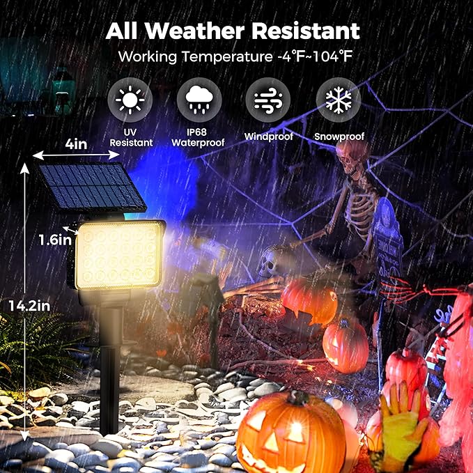 Solar Spot Lights Outdoor Waterproof for Flag, Tree, House, Garden, Yard, 3 Brightness Modes Solar Powered Landscape Spotlights 1 Pack Warm White