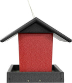 Poly Hanging Hopper Bird Feeder, Large Bird Feeder for Outside, Outdoors - Amish American Made (Hanging, Black & Red)