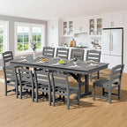 SERWALL Outdoor Dining Table, 84" Rectangular Dining Table for 6-10 Person, All Weather HDPE Outdoor Furniture for Backyard, Garden, Gray