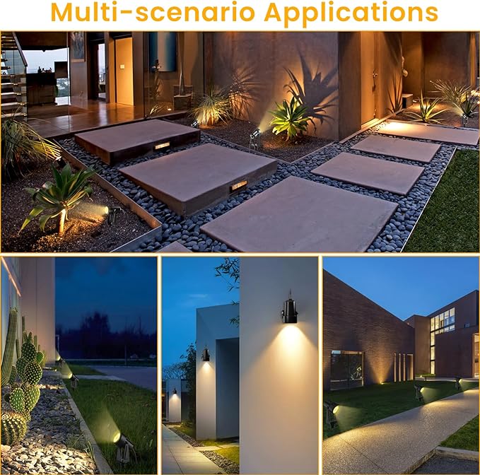 Low Voltage Landscape Lighting,8 Pack Outdoor LED Landscape Spotlights with Transformer 27V Garden Lights Pathway Lights IP65 Waterproof 3000K Warm White