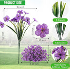 60 Pack Artificial Flowers for Outdoor Indoor Fake Plants, Faux Silk Flowers for Outdoors Outside Front Porch Hanging Planter Window Box Garden Spring Decoration(Purple)