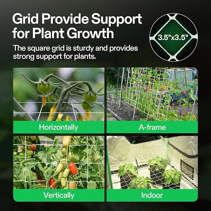 VIVOSUN 5 x 15 ft. Plant Trellis Netting, Heavy-Duty Polyester Grow Net, Garden Trellis Netting with Square Mesh for Climbing Plants, Vegetables, Fruits, and Flowers, 1-Pack