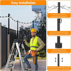 AILBTON 8 Pack 2.8Ft String Light Poles,Light Poles for Outside String Lights,Outdoor Light Poles with Fence Bracket,Metal Pole Stand for Patio,Backyard,Deck