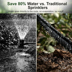Flat Soaker Hose 25 ft 4-Pack with Splitter, 80% Water-Saving Drip Irrigation Hose 100 ft, Linkable DIY Garden Soaker Hose System for Garden Beds, Lawn, Vegetables & Trees (25ft 4-pack)