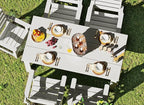 GREENVINES 7-Piece Outdoor Dining Set | HDPE | Patio Table and Chairs Sets for 6 | Patio Furniture | All Weather | Umbrella Hole | White | for Backyard Poolside Garden