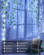 Minetom Solar String Lights for Outside, 33Ft 100 LED Outdoor Solar Fairy Lights, 8 Modes Balcony Lights for Tree Patio Christmas Party Wedding Decor (Pure White)