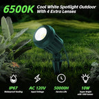 Spotlight Outdoor – 120V Plug-In, 6500K Cool White LED Landscape Lighting with RGB Purple 4 Color Lenses for Yard, Garden, Lawn & Tree Decor on Holidays&Everyday, IP67 Waterproof (2 Pack,Green)