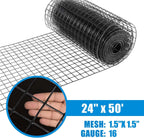Fencer Wire 1.5-Inch x 1.5-Inch Grid Hardware Cloth, 16 Gauge Black Vinyl Coated Welded Wire Mesh for Home and Garden, Great for Home Improvement and Home Guard Project