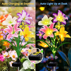 Solar Garden Lights 6 Pack LEDs Solar Lilies Flower Lights, Yard Patio Pathway Decoration High Flexibility Copper Wire Handmade Silk Artificial Flowers Never Wither, Gift for Family Friends