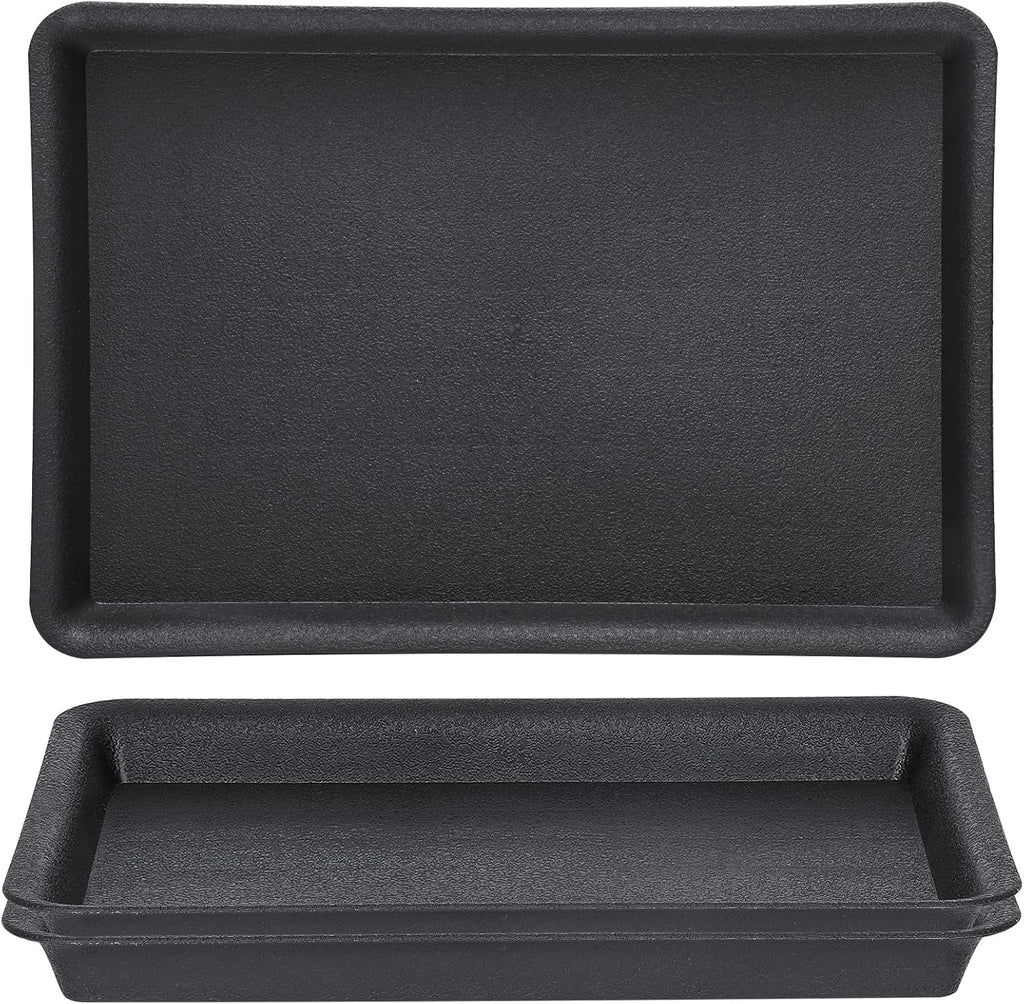 GREANER 3 Packs Plant Saucers Rectangular, 15x11x1.2 Inch Heavy Plastic Plant Saucer Drip Tray, Flower Pot Tray for Indoors Outdoor Plant Pots, Thick Drip Tray for Garden Potted Water Drips and Soil