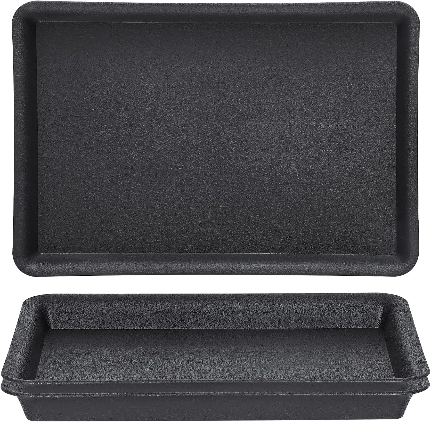 GREANER 3 Packs Plant Saucers Rectangular, 15x11x1.2 Inch Heavy Plastic Plant Saucer Drip Tray, Flower Pot Tray for Indoors Outdoor Plant Pots, Thick Drip Tray for Garden Potted Water Drips and Soil