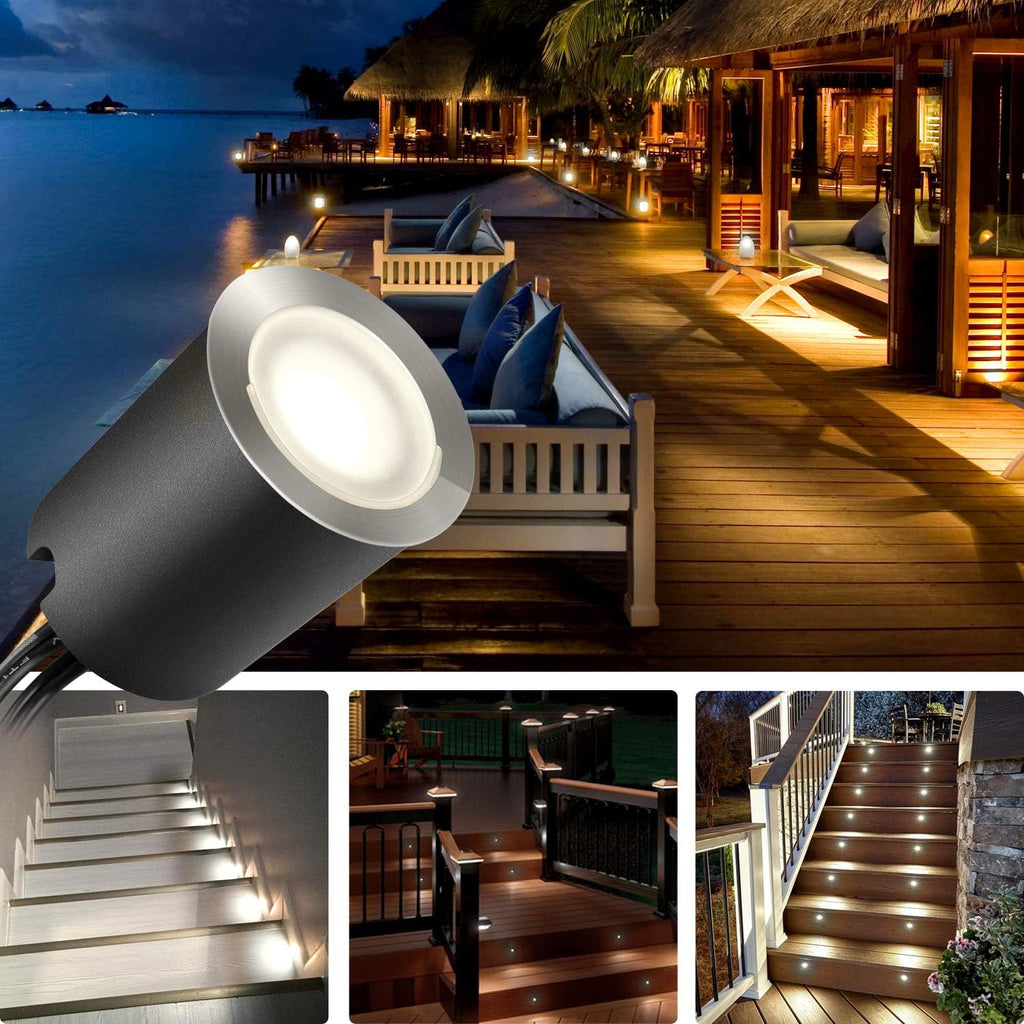 Recessed LED Deck Light Kits with Black Protecting Shell φ32mm, Outdoor Landscape Lighting IP67 Waterproof,12V Low Voltage for Garden,Yard Steps,Stair,Patio,Floor,Kitchen Decoration