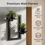 2 Tier Wall Mounted Plant Shelf, Rustproof Iron Hanging Plant Holder, Matte Black Wall Planter Rack Fit 3-5.5 Inch Pots for Home Living Room Balcony Decor 4-Pack